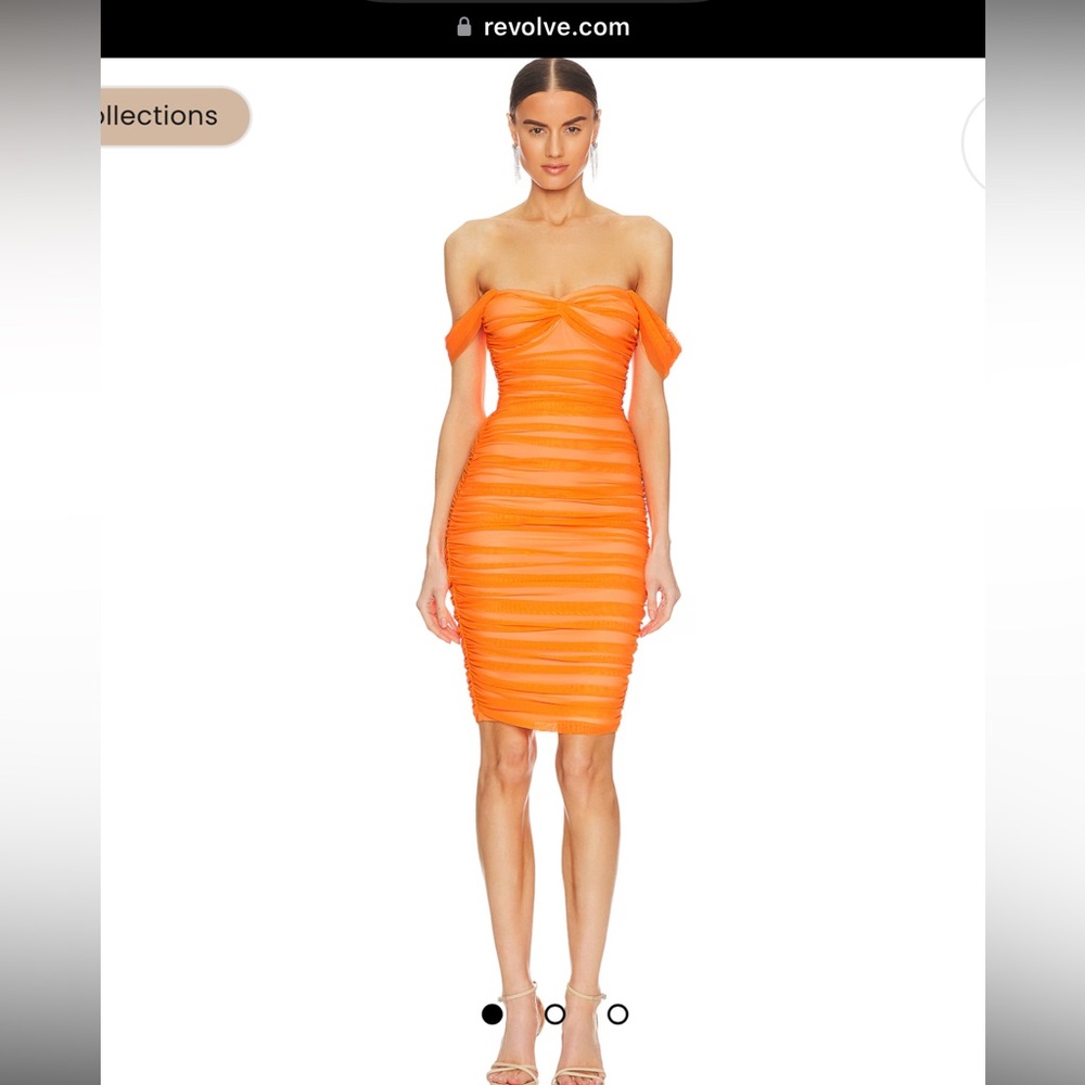 Norma Kamali neon orange mesh dress Small